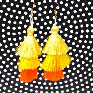 Audrey L Cotton Thread Tassel Earrings